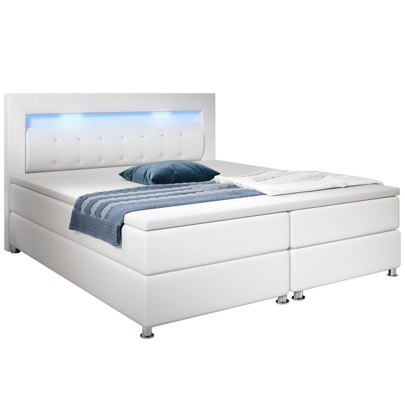 Boxspringbed Montana - 180 x 200 cm - Wit - LED Verlichting - Afbeelding 3