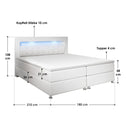 Boxspringbed Montana - 180 x 200 cm - Wit - LED Verlichting