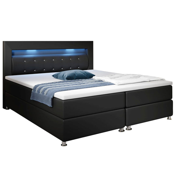 Boxspringbed Montana - 180 x 200 cm - Zwart - LED Verlichting - Afbeelding 3