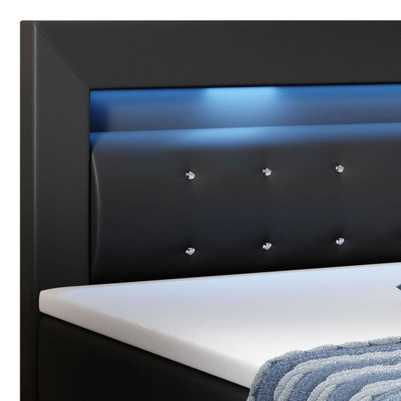 Boxspringbed Montana - 180 x 200 cm - Zwart - LED Verlichting - Afbeelding 4