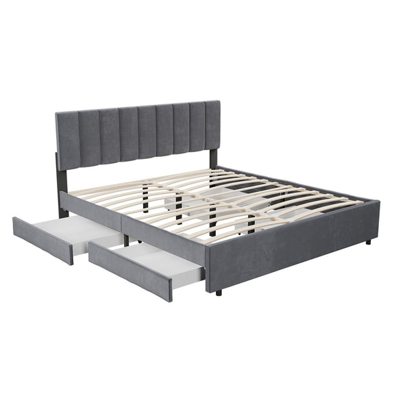 Gestoffeerd Bed Soria - 180 x 200 cm - Donkergrijs - Incl. Bedlades - Afbeelding 14