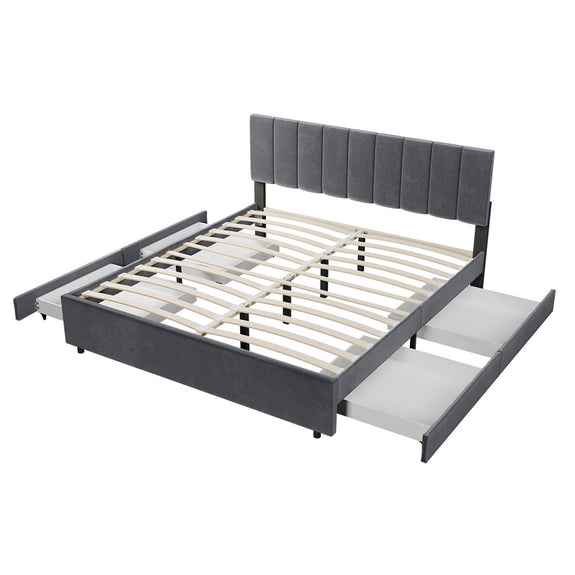Gestoffeerd Bed Soria - 180 x 200 cm - Donkergrijs - Incl. Bedlades - Afbeelding 17