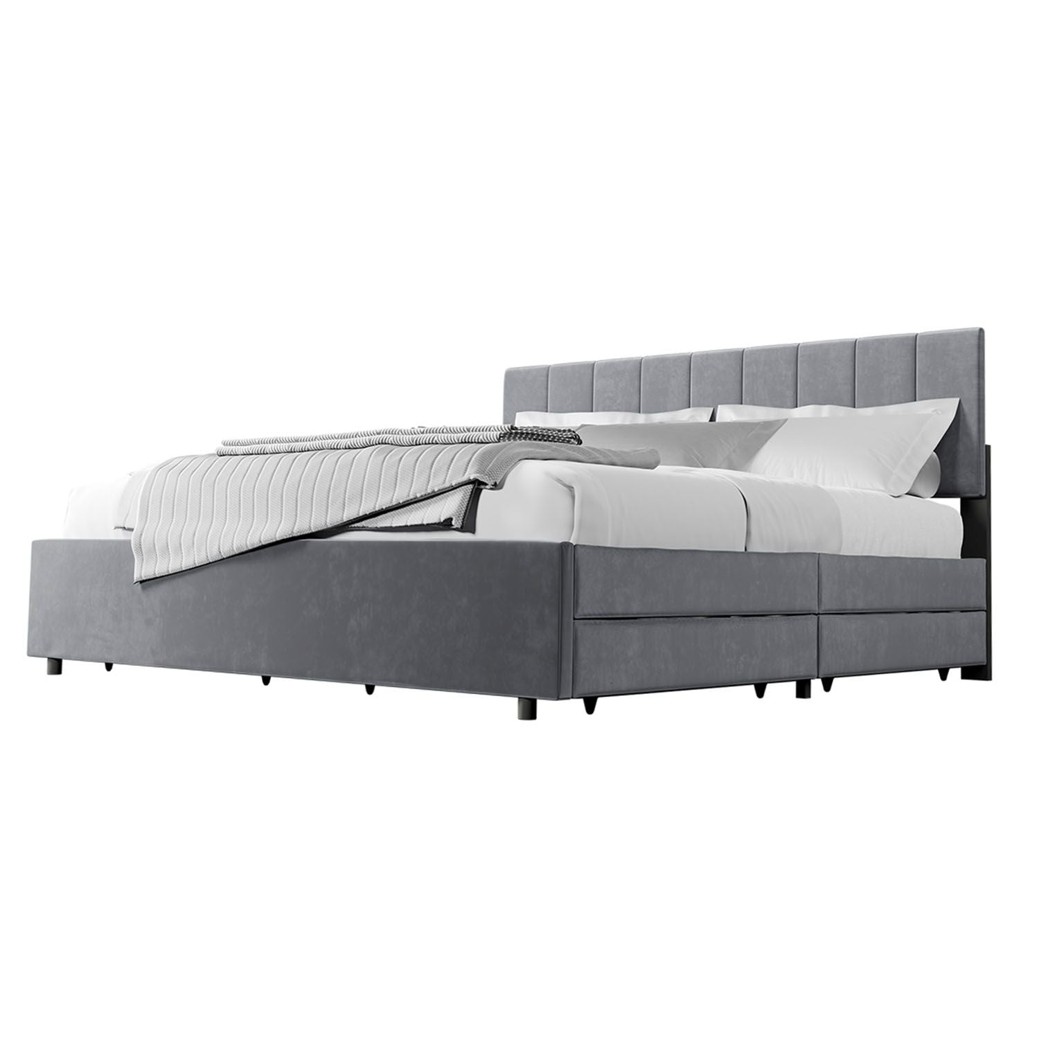 Gestoffeerd Bed Soria - 180 x 200 cm - Donkergrijs - Incl. Bedlades