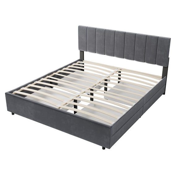 Gestoffeerd Bed Soria - 180 x 200 cm - Donkergrijs - Incl. Bedlades - Afbeelding 3