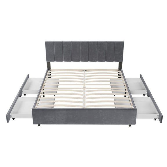 Gestoffeerd Bed Soria - 180 x 200 cm - Donkergrijs - Incl. Bedlades - Afbeelding 4