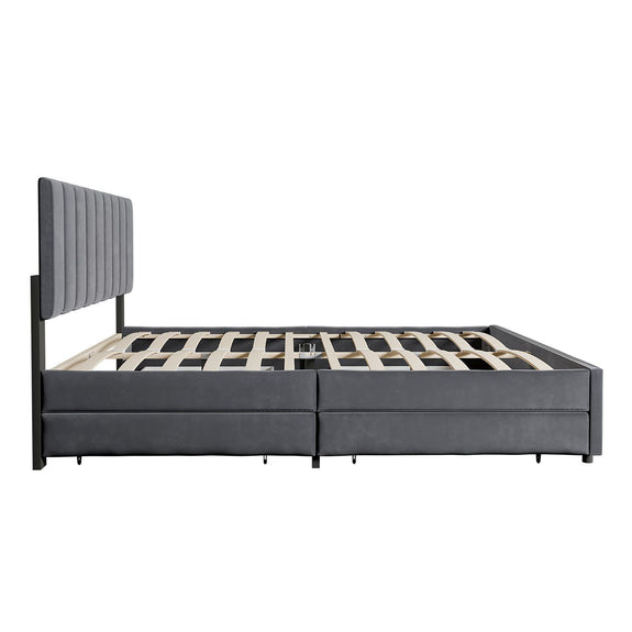 Gestoffeerd Bed Soria - 180 x 200 cm - Donkergrijs - Incl. Bedlades - Afbeelding 5