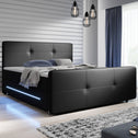Boxspringbed Oakland - 140 x 200 cm - Zwart - LED Verlichting