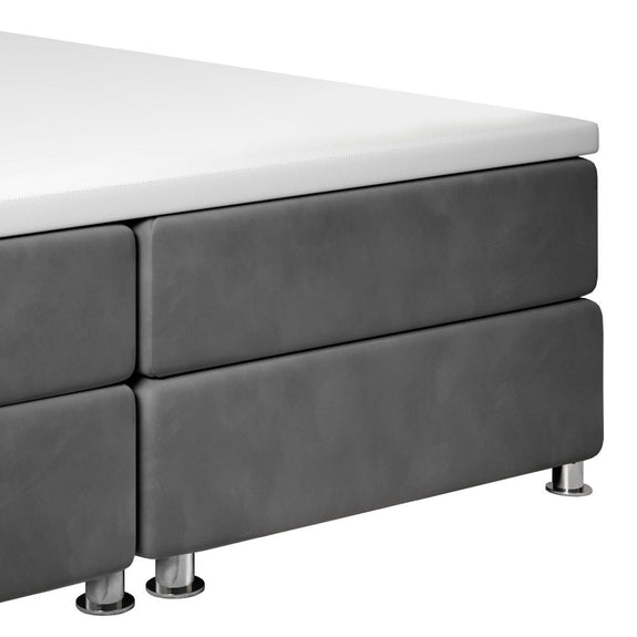 Boxspringbed / Boxspring Vancouver - 140 x 200 cm - Grijs - LED - Incl. Matras & Topper - Afbeelding 5