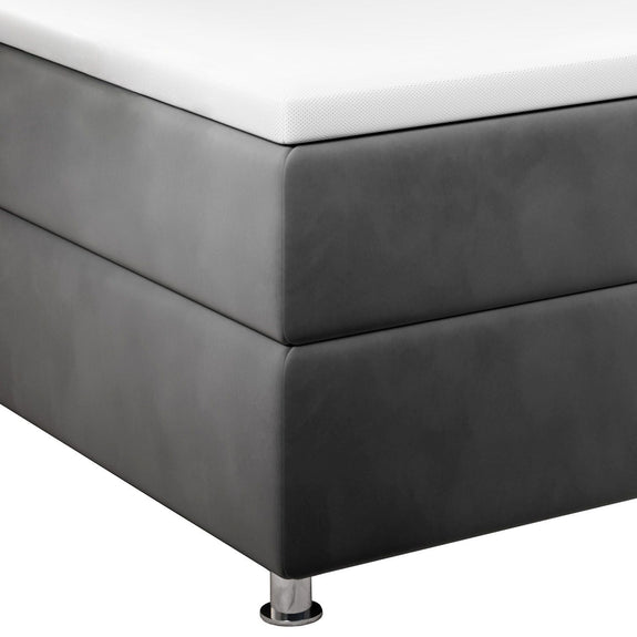 Boxspringbed / Boxspring Vancouver - 140 x 200 cm - Grijs - LED - Incl. Matras & Topper - Afbeelding 6