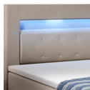 Boxspringbed / Boxspring Vancouver - 140 x 200 cm - Beige - LED - Incl. Matras & Topper