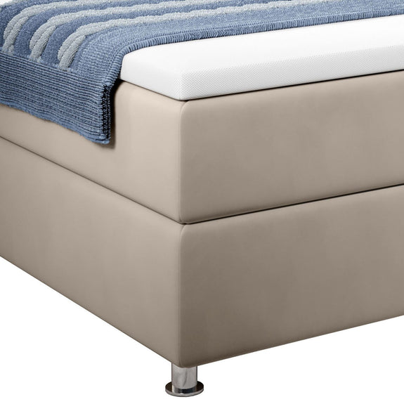 Boxspringbed / Boxspring Vancouver - 140 x 200 cm - Beige - LED - Incl. Matras & Topper - Afbeelding 6