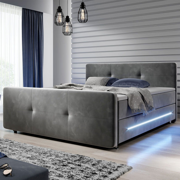 Boxspring Houston - 140 x 200 cm - Grijs - Afbeelding 2