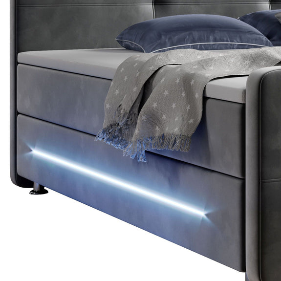 Boxspring Houston - 140 x 200 cm - Grijs - Afbeelding 3