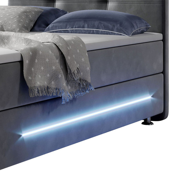 Boxspringbed Houston - 120 x 200 cm - Grijs - Afbeelding 3