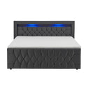 Boxspringbed Leona - 140x200 cm - Grijs incl. led verlichting