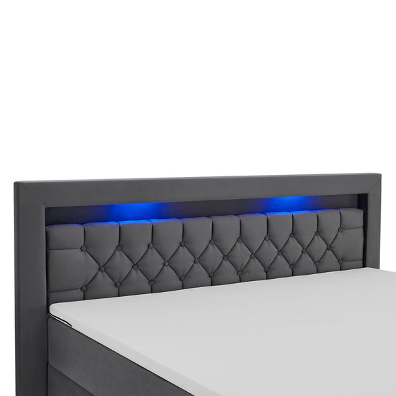 Boxspringbed Leona - 140x200 cm - Grijs incl. led verlichting - Afbeelding 6