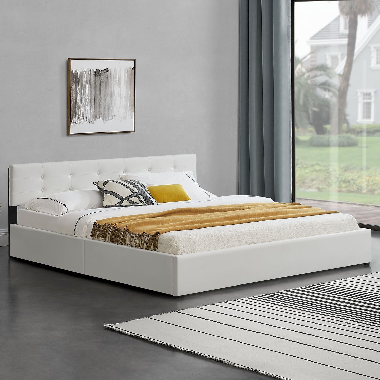 Gestoffeerd Bed Marbella - 180 x 200 cm - Wit - Bedlade