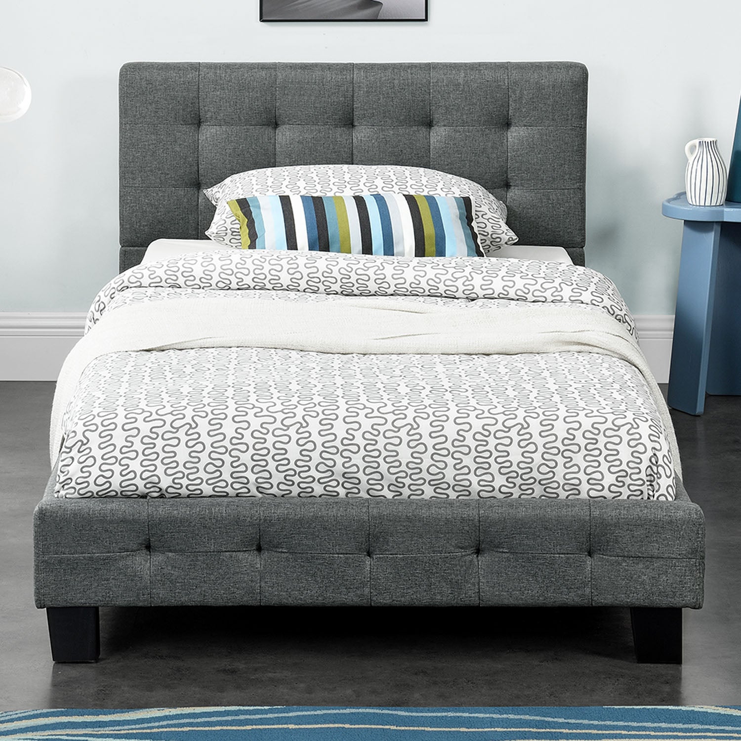 Gestoffeerd bed Manresa - 90 x 200 cm - Grijs
