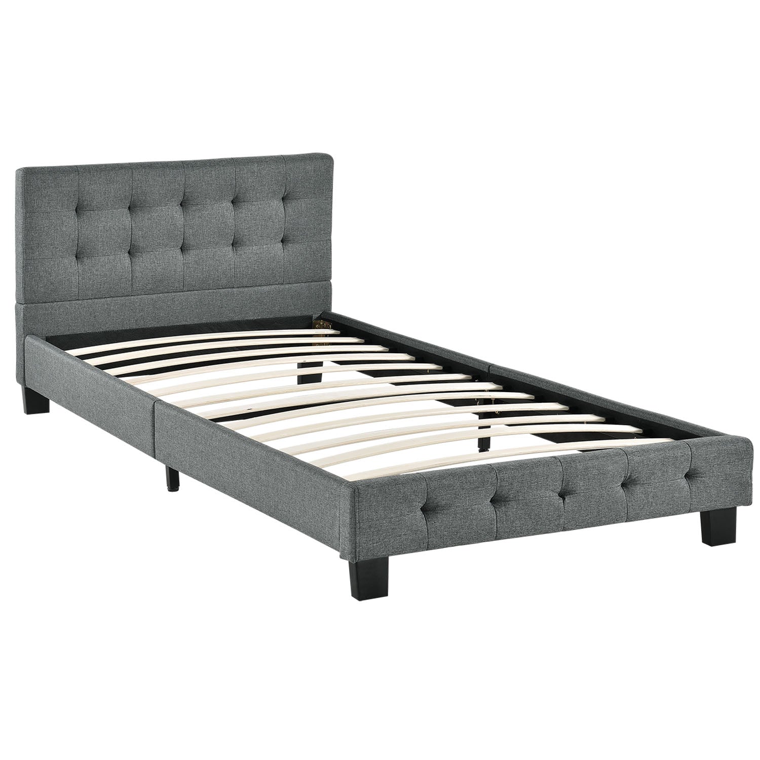 Gestoffeerd bed Manresa - 90 x 200 cm - Grijs