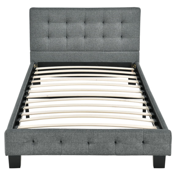 Gestoffeerd bed Manresa - 90 x 200 cm - Grijs - Afbeelding 5
