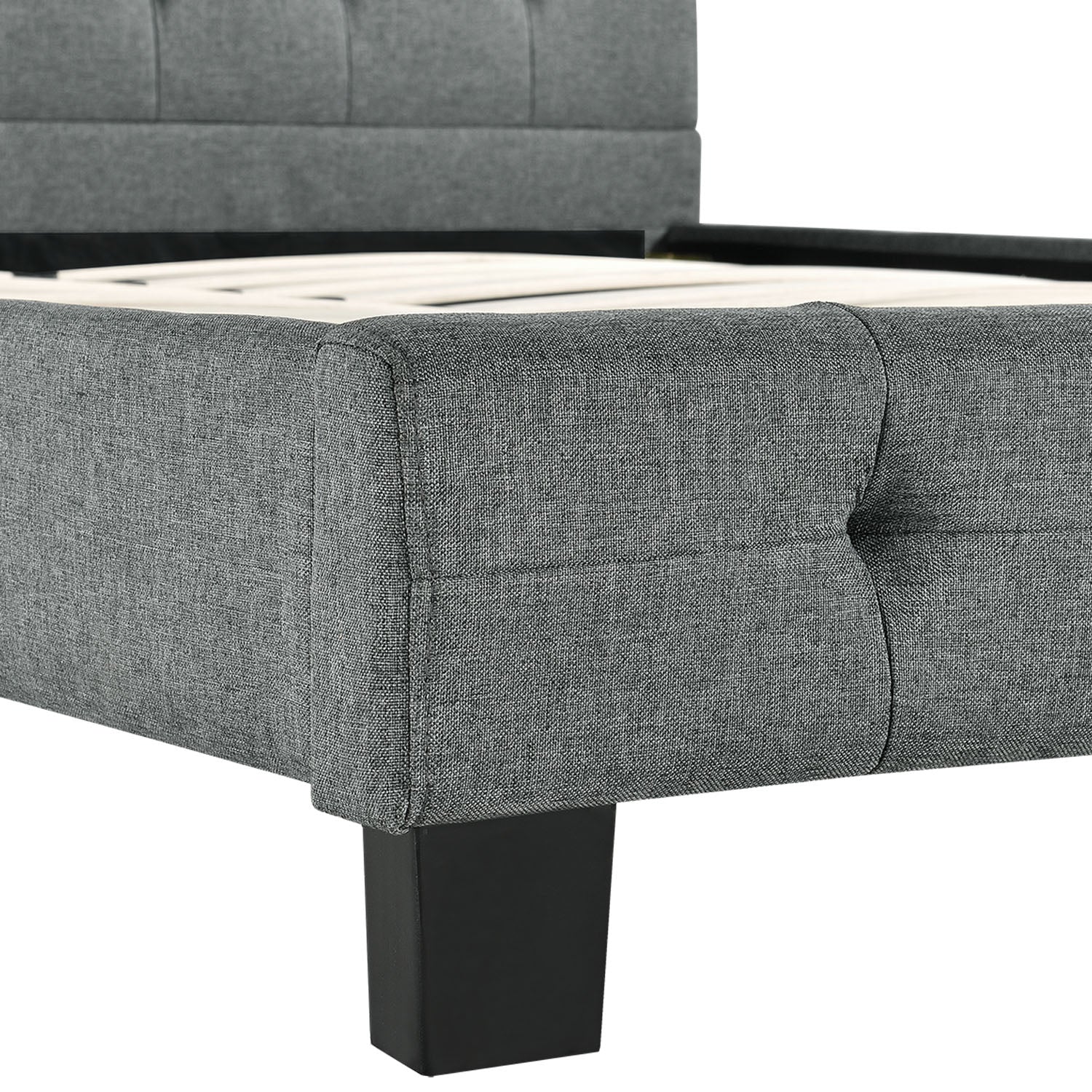 Gestoffeerd bed Manresa - 90 x 200 cm - Grijs