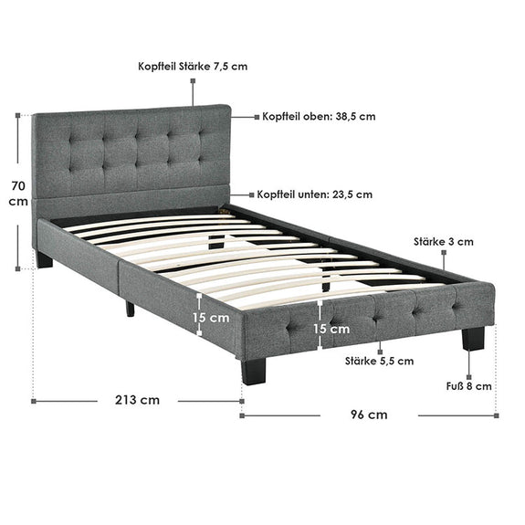 Gestoffeerd bed Manresa - 90 x 200 cm - Grijs - Afbeelding 10