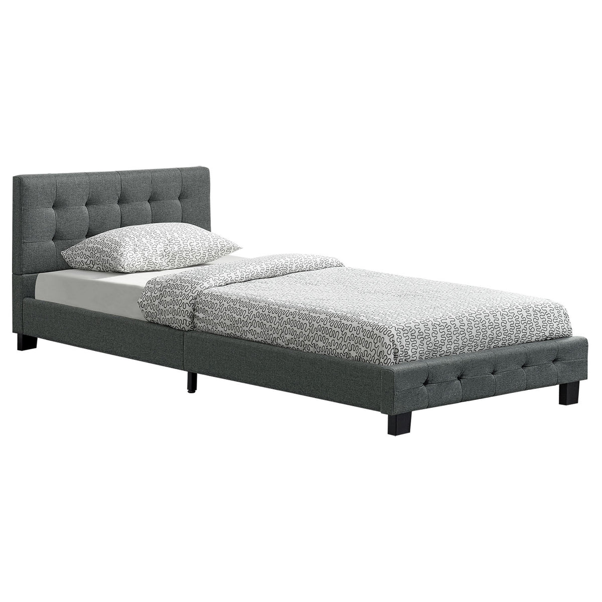 Gestoffeerd bed Manresa - 90 x 200 cm - Grijs