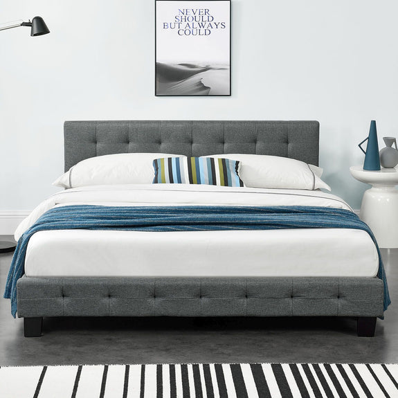 Gestoffeerd bed Manresa - 140 x 200 cm - Grijs - Afbeelding 3