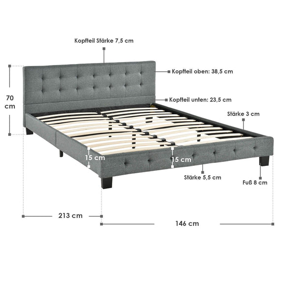Gestoffeerd bed Manresa - 140 x 200 cm - Grijs - Afbeelding 10