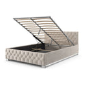 Gestoffeerd Bed Nizza - 140 x 200 cm - Beige - LED Verlichting & Bedlade