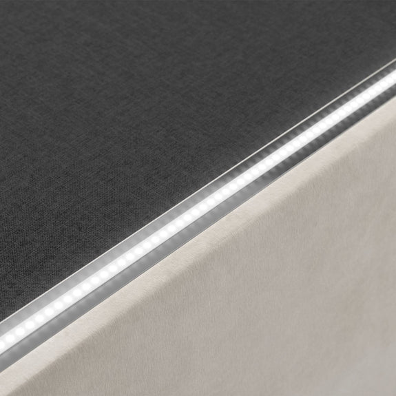 Gestoffeerd Bed Nizza - 140 x 200 cm - Beige - LED Verlichting & Bedlade - Afbeelding 6