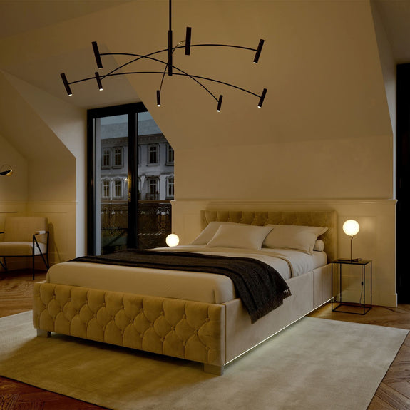 Gestoffeerd Bed Nizza - 140 x 200 cm - Beige - LED Verlichting & Bedlade - Afbeelding 7