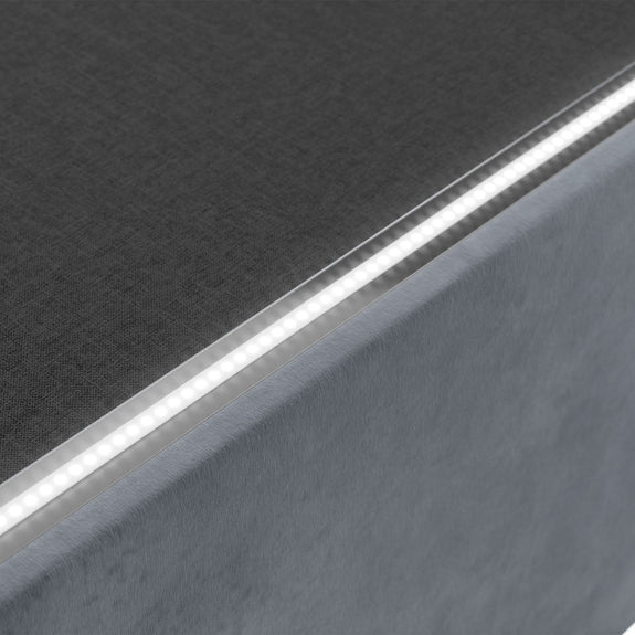 Gestoffeerd Bed Nizza - 140 x 200 cm - Grijs - LED Verlichting & Bedlade - Afbeelding 6