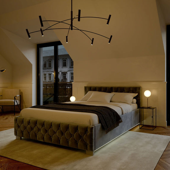 Gestoffeerd Bed Nizza - 140 x 200 cm - Grijs - LED Verlichting & Bedlade - Afbeelding 7