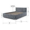 Gestoffeerd Bed Nizza - 140 x 200 cm - Grijs - LED Verlichting & Bedlade
