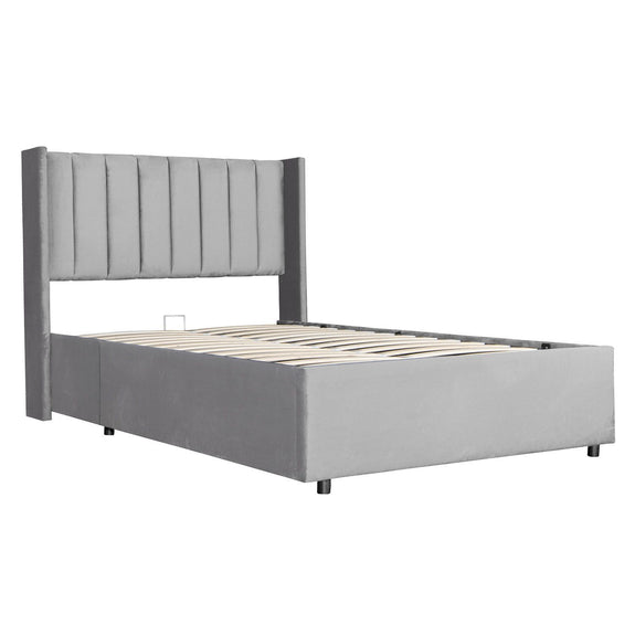 Gestoffeerd bed Savona - 200 x 120 cm - Lichtgrijs - Incl. Bedlade - Afbeelding 6
