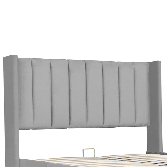 Gestoffeerd bed Savona - 200 x 120 cm - Lichtgrijs - Incl. Bedlade - Afbeelding 7