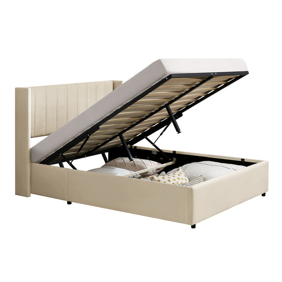 Gestoffeerd bed Savona - 200 x 120 cm - Beige - Afbeelding 2
