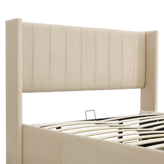 Gestoffeerd bed Savona - 200 x 120 cm - Beige - Afbeelding 6