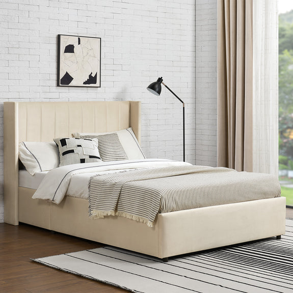 Gestoffeerd bed Savona - 200 x 120 cm - Beige - Afbeelding 1