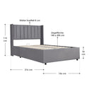 Gestoffeerd bed Savona - 200 x 140 cm - Donkergrijs - Incl. Bedlade