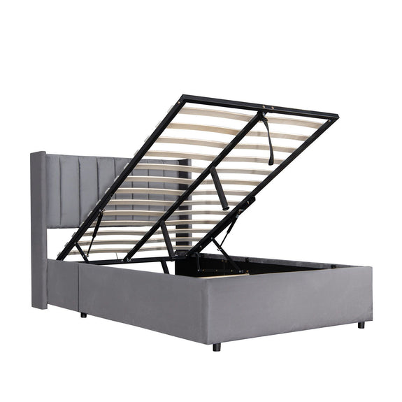Gestoffeerd bed Savona - 200 x 140 cm - Donkergrijs - Incl. Bedlade - Afbeelding 5