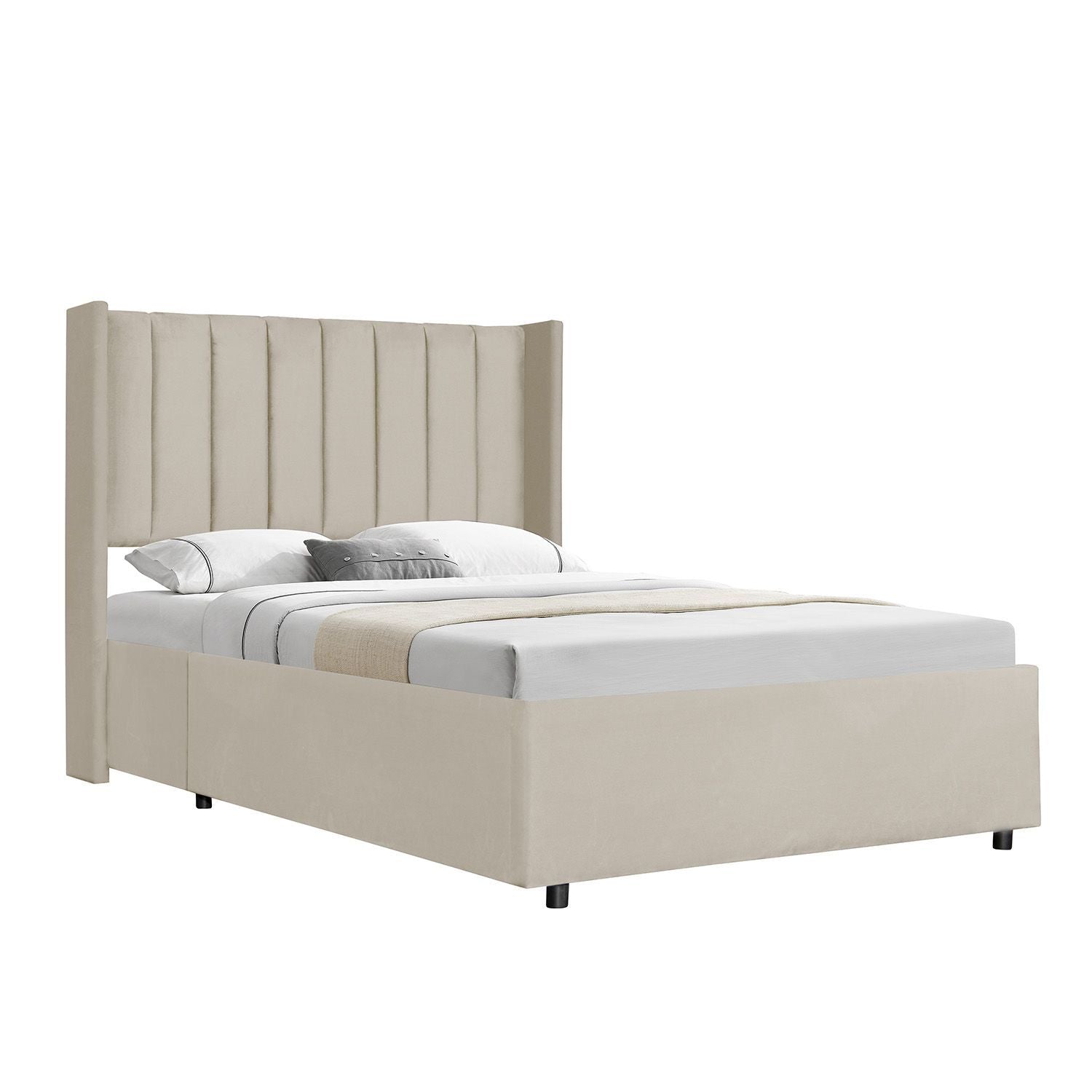 Gestoffeerd bed Savona - 200 x 140 cm - Beige - Incl. Bedlade