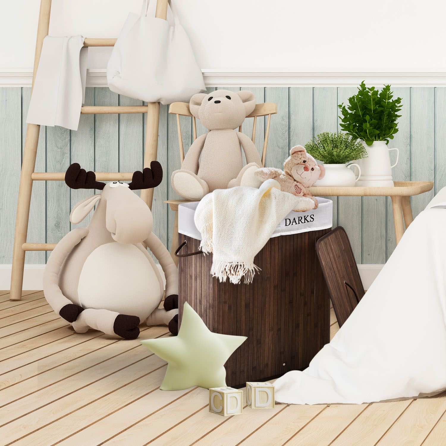 Bamboe Wasmand Curly - 100 L - Bruin - Uitneembare Waszak