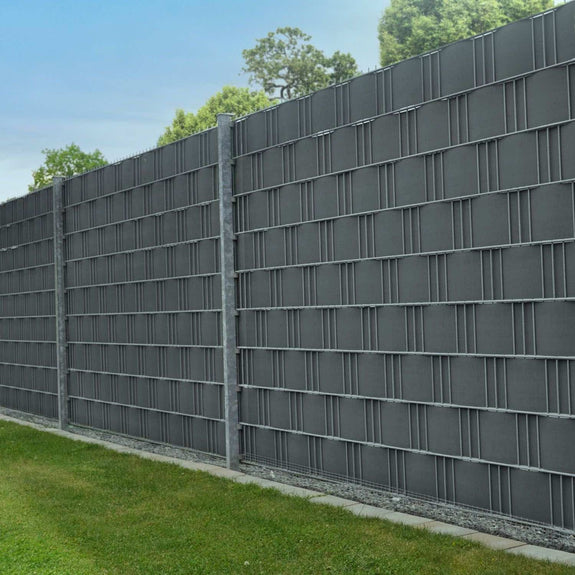 PVC Privacystrips - 2 stuks - 35 meter - Antraciet - Incl. Bevestigingsklemmen - Afbeelding 2