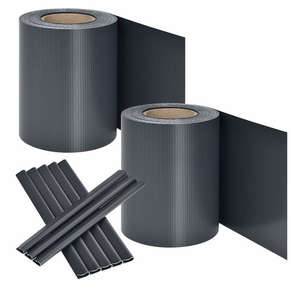 PVC Privacystrips - 2 stuks - 35 meter - Antraciet - Incl. Bevestigingsklemmen - Afbeelding 1