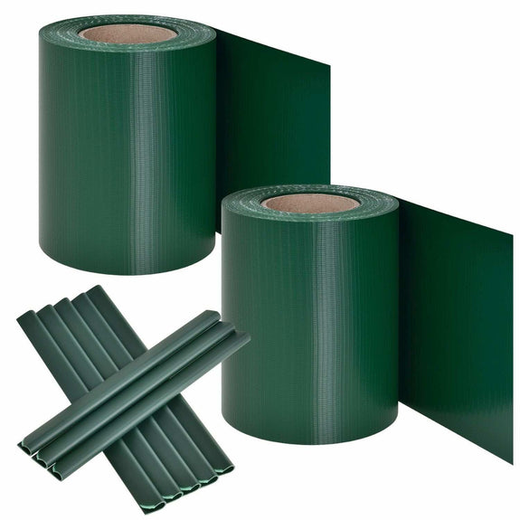 PVC Privacystrips - 2 stuks - 35 meter - Groen - Incl. Bevestigingsklemmen - Afbeelding 1