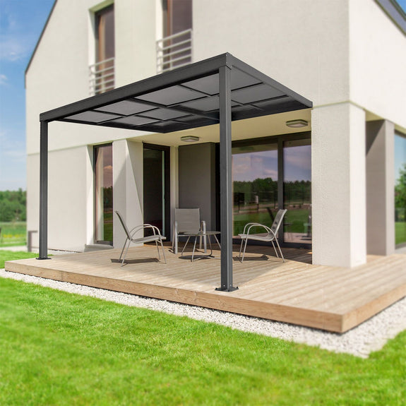 Aluminium Terrasoverkapping Jakarta - 3 x 4 m - Grijs - Schuifdak - Afbeelding 2