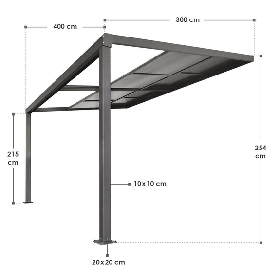 Aluminium Terrasoverkapping Jakarta - 3 x 4 m - Grijs - Schuifdak - Afbeelding 9