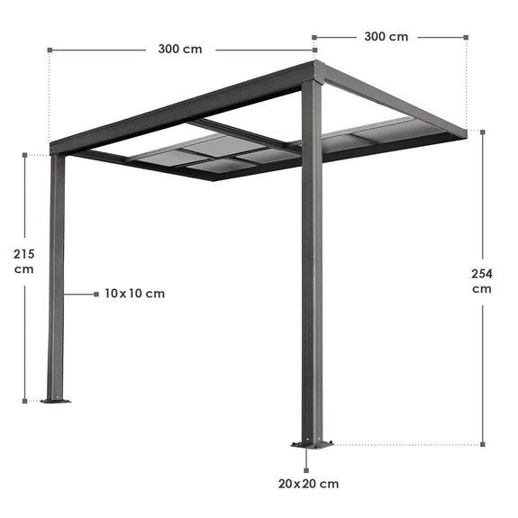 Aluminium Terrasoverkapping Jakarta - 3 x 3 m - Grijs - Schuifdak - Afbeelding 8